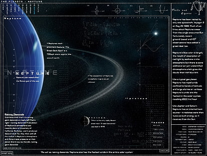 schwarz und blau Neptun Screengrab, Infografiken, Planet, Neptun, Wissenschaft, HD-Hintergrundbild HD wallpaper