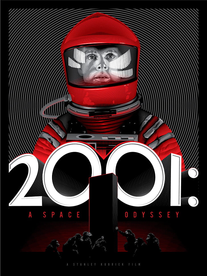 영화, 영화 포스터, 인물 사진, 팬 아트, 2001 : A Space Odyssey, 남자, 스탠리 큐브릭, 우주 비행사, 원, 우주복, 선사 시대, 헬멧, 1968 (년), HD 배경 화면, 핸드폰 배경화면