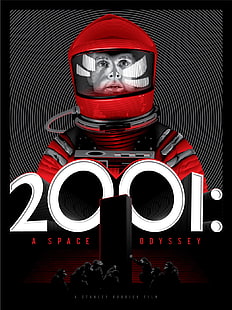 movies, movie poster, portrait display, fan art, 2001: A Space Odyssey, men, Stanley Kubrick, astronaut, circle, spacesuit, prehistoric, helmet, 1968 (Year), HD wallpaper HD wallpaper