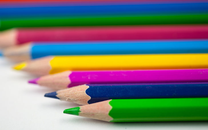 Kolorowe, zaostrzone ołówki - wysokiej jakości tapeta HD., Tapety HD