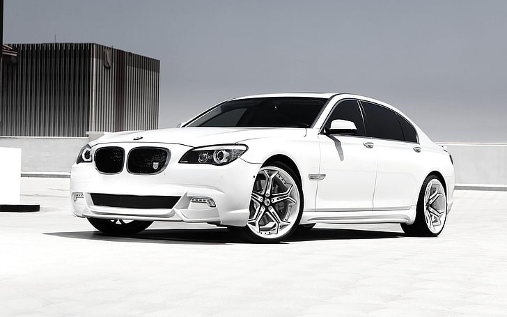 biały BMW sedan, BMW, samochód, Tapety HD