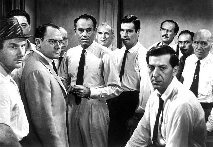 kemeja pria, 12 pria marah, pria, aktor, hitam putih, bw, Wallpaper HD