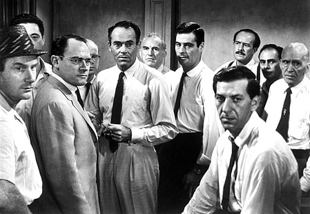 camicia da uomo, 12 uomini arrabbiati, uomini, attori, bianco nero, bianco e nero, Sfondo HD HD wallpaper