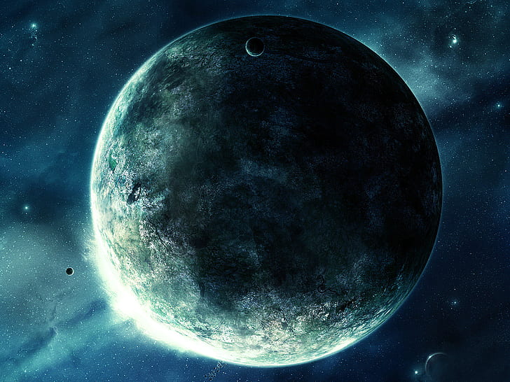 Planet in Space, grey round planet, planet, space, HD wallpaper