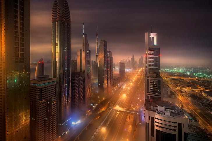 City, Dubai, UAE, Förenade Arabemiraten, morgon, Dubai, UAE, United Arab Emirates, City, HD tapet
