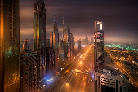 Ville, Dubaï, émirats arabes unis, matin, Dubaï, émirats arabes unis, ville, Fond d'écran HD HD wallpaper