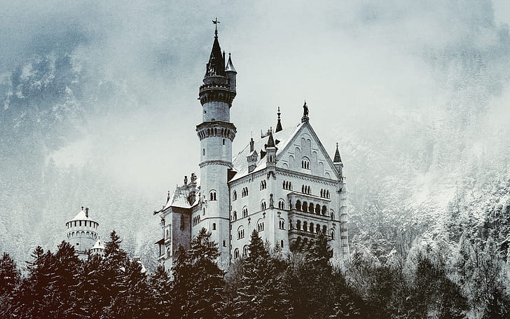 Château d'hiver, hiver, château, nature et paysage, Fond d'écran HD