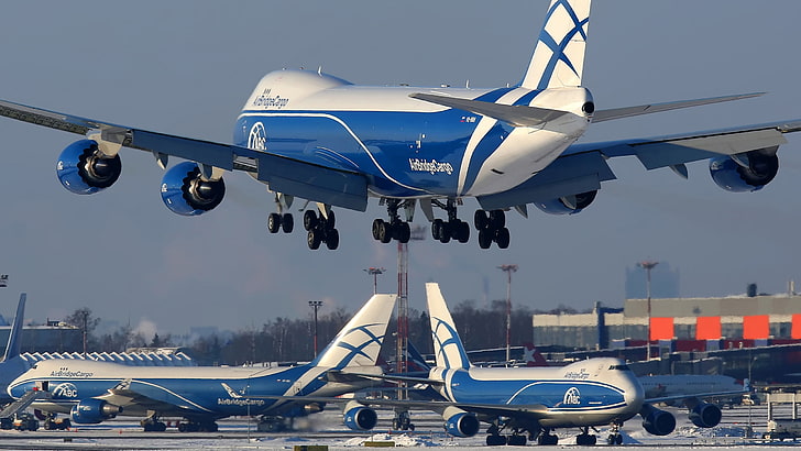 Boeing 747, avião, avião, carga, aeroporto, HD papel de parede
