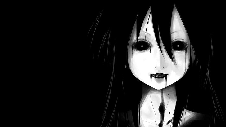 暗い アニメ アニメの女の子 黒背景 顔 Hdデスクトップの壁紙 Wallpaperbetter