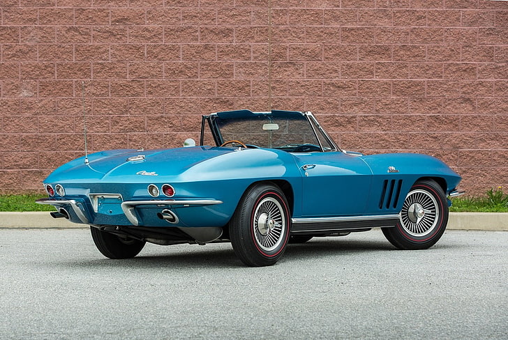 (c2), 1966, blue, cars, chevrolet, classic, convertible, corvette, l72, ray, sting, HD wallpaper