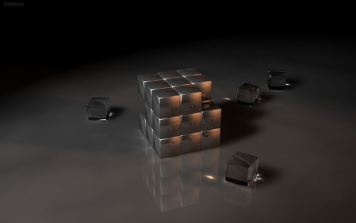 lote de cubo de vidro transparente, vidro, cubos, HD papel de parede