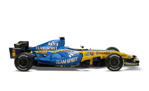 Samochód Formuły 1 Renault F1, niebiesko-żółte sportowe coupe, Sport, Formuła 1, Renault, Formuła, Tapety HD HD wallpaper
