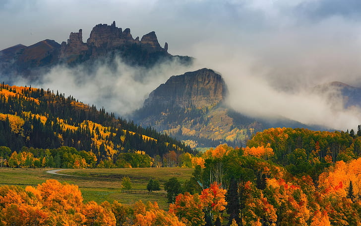 Цвета осени в Колорадо, осень, цвета осени, Колорадо, горы, пейзаж, HD обои