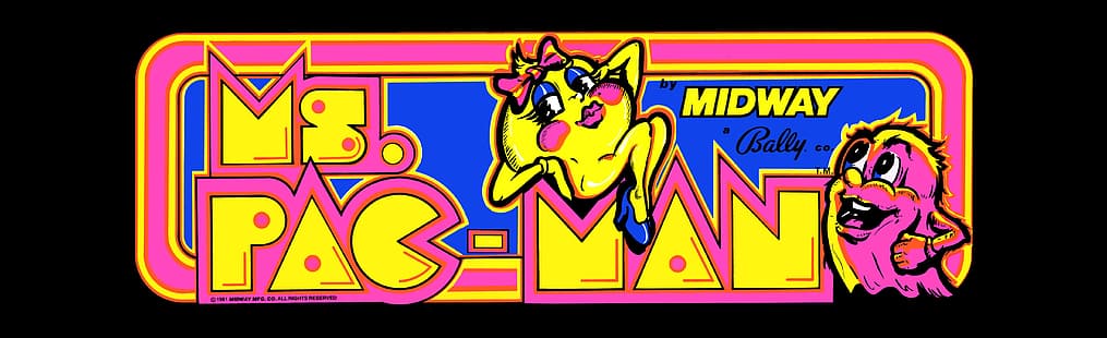  arcade cabinet, video game art, arcade marquee, Ms. Pac-Man, HD wallpaper HD wallpaper