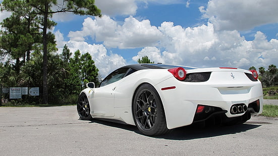 белый Ferrari купе, Ferrari 458, Ferrari, белые автомобили, автомобиль, HD обои HD wallpaper