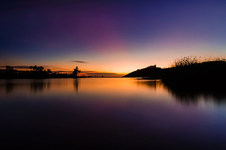 ทะเลสาบ, พระอาทิตย์ตก, 4K, ค่ำ, วอลล์เปเปอร์ HD
