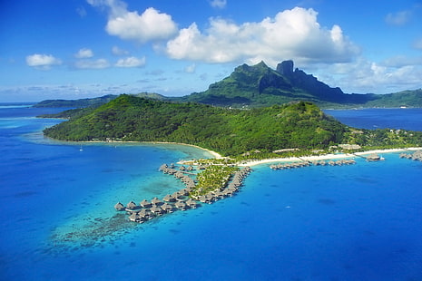 Photography, Tropical, Bora Bora, French Polynesia, Holiday, Lagoon, Ocean, Pacific, Resort, Sea, Society Islands, South Pacific, Tropics, HD wallpaper HD wallpaper