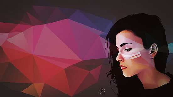صورة امرأة اللوحة ، الفن الرقمي ، المرأة ، بساطتها ، يوشاف أرلي ، مجردة ، الهندسة ، سمراء ، العمل الفني ، ناقلات ، Vexel، خلفية HD HD wallpaper