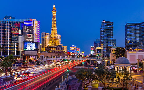 Wieża Eiffla Romantyczny hotel i kasyno w Paryżu w Las Vegas Nevada USA Tapeta HD na laptopa i tablet 2560 × 1600, Tapety HD HD wallpaper