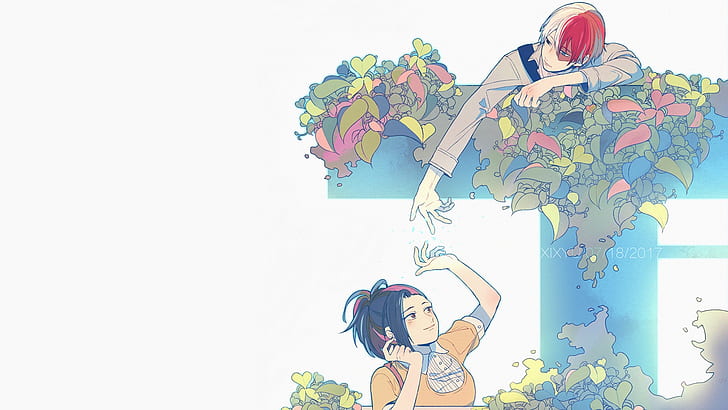 Anime, My Hero Academia, Momo Yaoyorozu, Shouto Todoroki, HD wallpaper