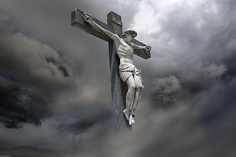 Religieux, Jésus, Noir et blanc, Catholique, Croix, Fond d'écran HD HD wallpaper