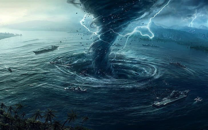 sea tornado, HD wallpaper