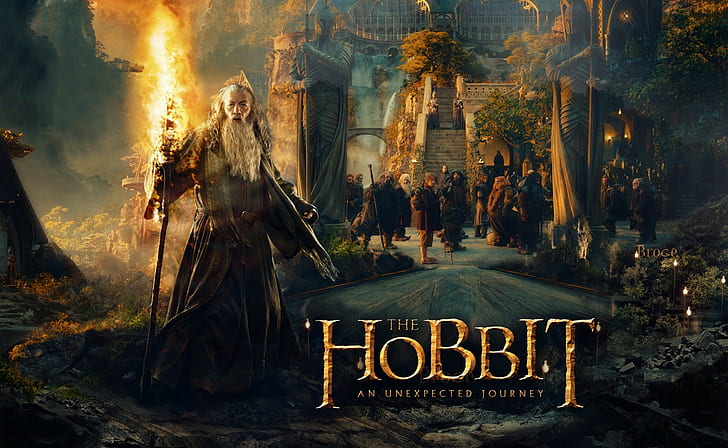 Bilbo Baggins, Kurcaci, Gandalf, Ian McKellen, film, Rivendell, The Hobbit, The Hobbit: Perjalanan yang Tak Terduga, Wallpaper HD