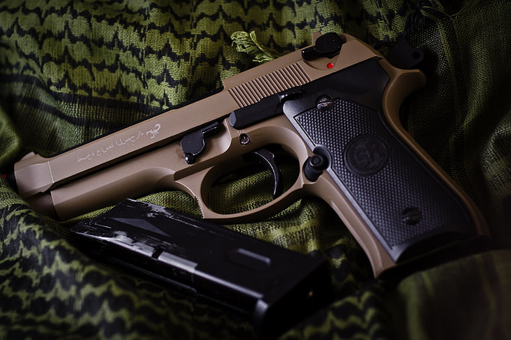 pistola, armas, autocargante, Beretta M9, Fondo de pantalla HD