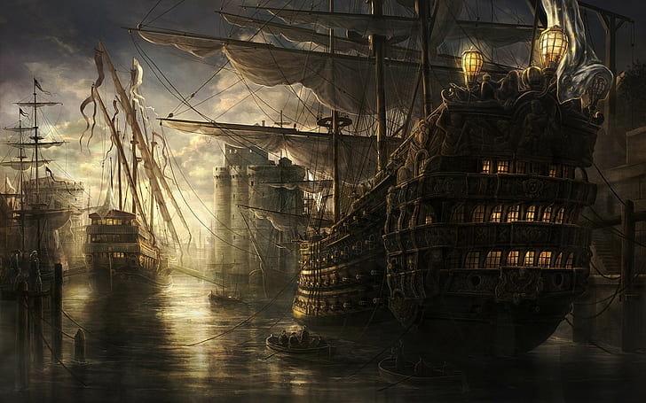 sea old ship, HD wallpaper