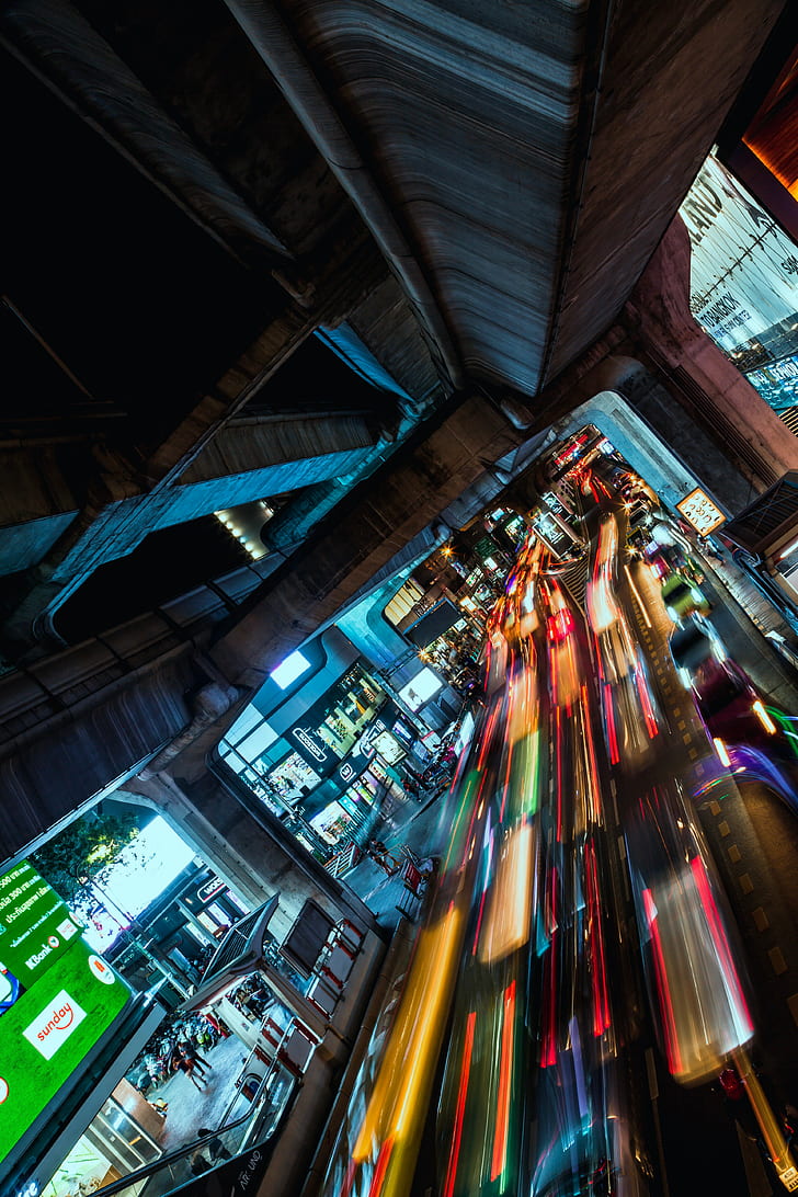 ciudad, Bangkok, Asia, Asia, tráfico, Robert Metz, luces de la ciudad, colorido, luces, Tailandia, Fondo de pantalla HD, fondo de pantalla de teléfono