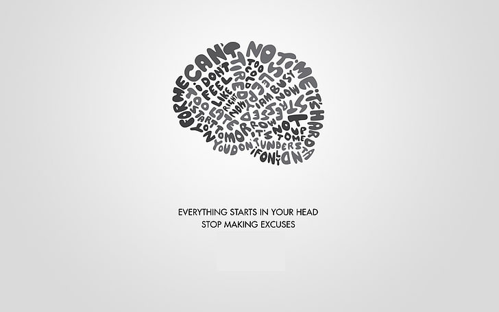 gray and black cloud text, procrastination, brain, motivational, quote, word clouds, simple background, HD wallpaper
