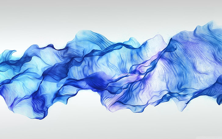blaue Rüschentextiltapete, Form, Rauch, Stoff, Torsion, HD-Hintergrundbild