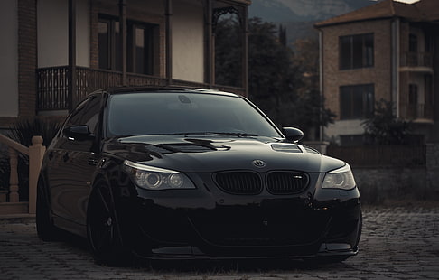 black BMW sedan, BMW, V10, E60, Atmo, HD wallpaper HD wallpaper
