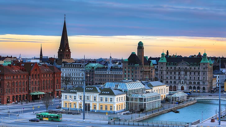bina, İsveç, sokak, Malmö, HD masaüstü duvar kağıdı