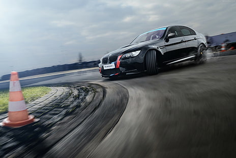 (E90), Sedan, BMW M3, Desain Mobil MR, hitam, melayang, Wallpaper HD HD wallpaper