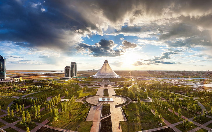 Binalar, Han Shatyr, Astana, Bulut, Kazakistan, HD masaüstü duvar kağıdı