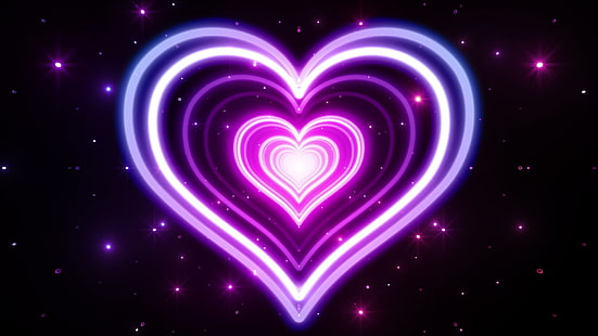 Художественный, Сердце, Абстрактный, Неоновый, Фиолетовый, HD обои HD wallpaper