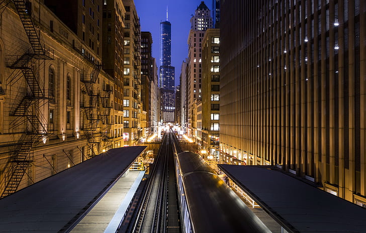 paesaggio urbano, Chicago, Stati Uniti d'America, Sfondo HD