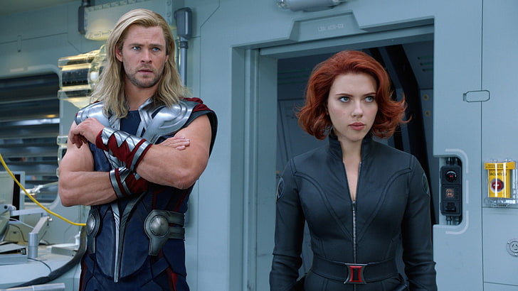 Os Vingadores, Vingadores, Viúva Negra, Chris Hemsworth, Natasha Romanoff, Scarlett Johansson, Thor, HD papel de parede