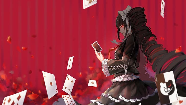 Celestia Ludenberg, Danganronpa, gambling, anime girls, HD wallpaper