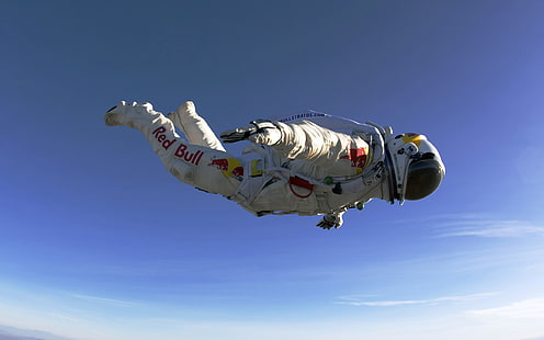 Red Bull, гмуркане с парашут, Феликс Баумгартнер, парашутист, скачане с парашут, HD тапет HD wallpaper