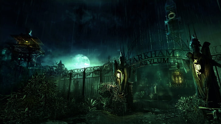 Arkham Asylum arch illustration, Batman: Arkham Asylum, videospel, Batman, HD tapet