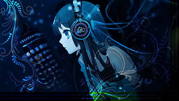 headphones abstract music akiyama mio anime girls 1920x1080  Entertainment Music HD Art , Abstract, headphones, HD wallpaper