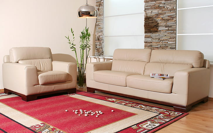 sofá, flores, alfombras, interior, Fondo de pantalla HD