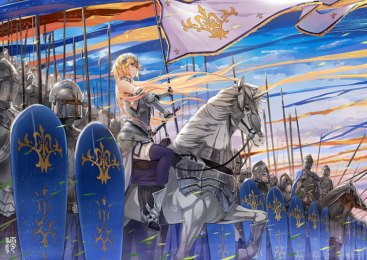 Fate Series, anime girls, Fate/Apocrypha , Ruler (Fate/Apocrypha), Ruler (Fate/Grand Order), Jeanne d'Arc, HD wallpaper
