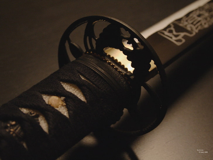 espada de mango negro, Espada, samurai, katana, espada, arma, Fondo de pantalla HD