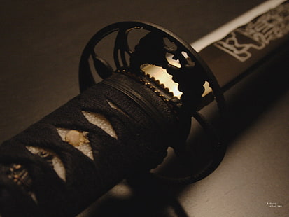 меч с черна дръжка, еспада, самурай, катана, меч, оръжие, HD тапет HD wallpaper