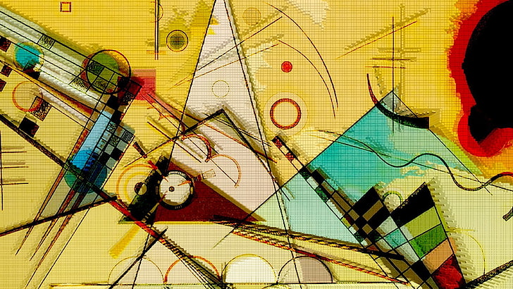 abstract, circle, Classic Art, geometry, painting, Triangle, Wassily Kandinsky, HD wallpaper