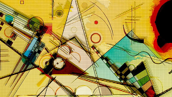 abstrakcja, koło, sztuka klasyczna, geometria, malarstwo, trójkąt, Wassily Kandinsky, Tapety HD HD wallpaper