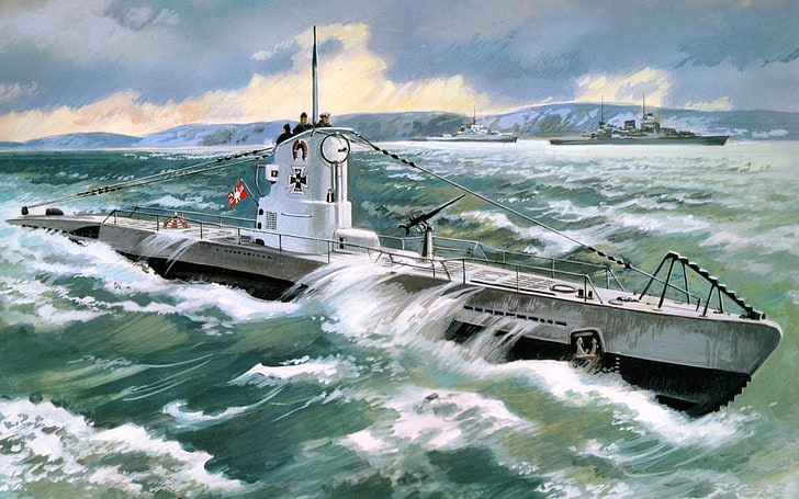 Военни кораби, германски флот, немска подводница тип IIB, подводница, HD тапет